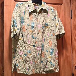 Rare Vintage Tori Richard Retro Atomic MCM Dapper Silk Shirt